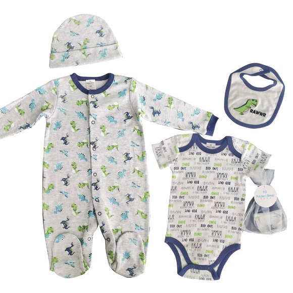 5pc baby sleepwear with mittens and bib - Picture 2 of 2